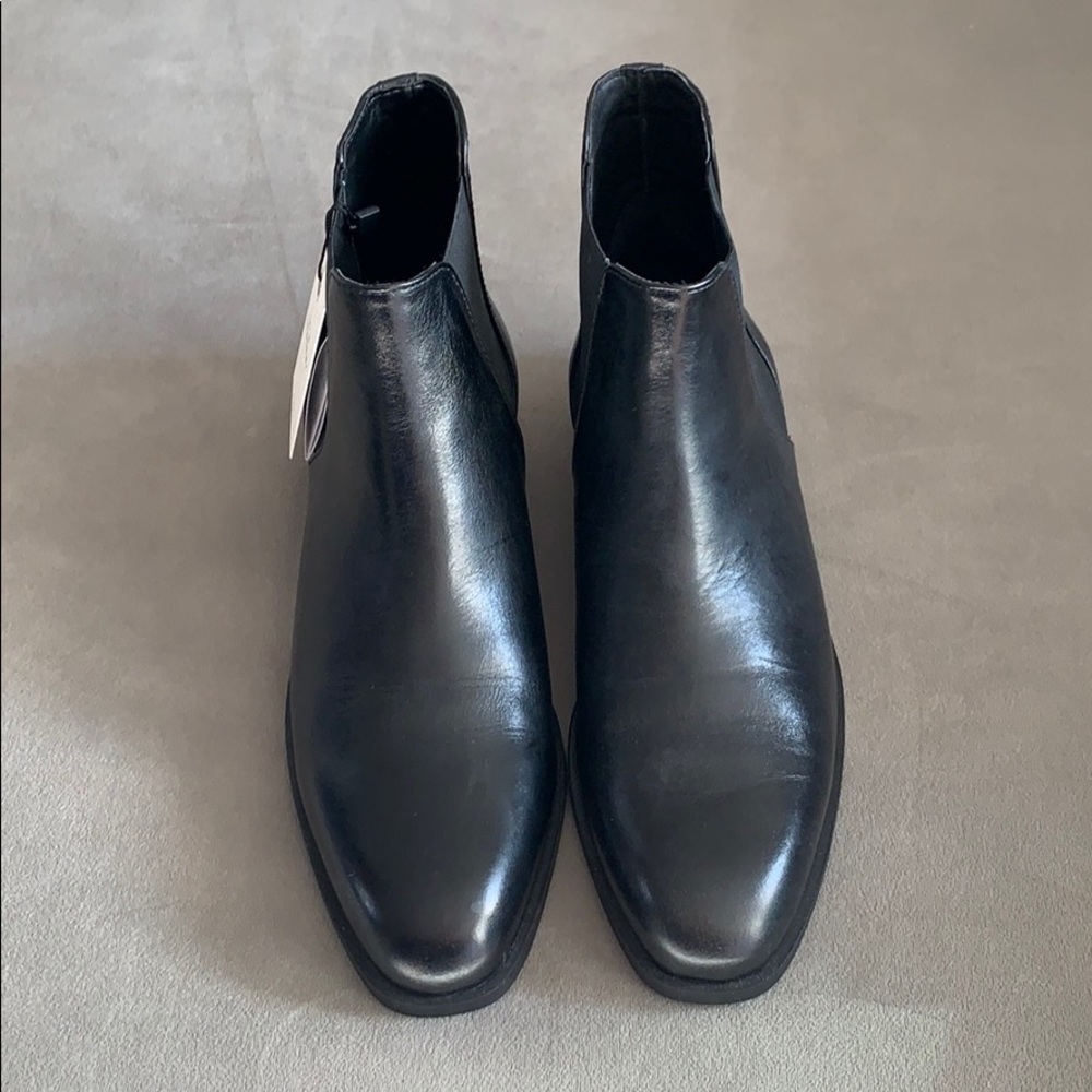 NWT Zara Black Leather Ankle Boots